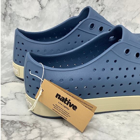 Native Shoes Mens 9 Oasis Blue Jefferson Slip On Sneaker Perforated P2-61 - Picture 7 of 9